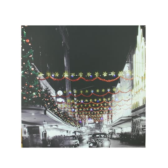 Christmas on Main Street in Pittsburgh LED Canvas Wall Art By Northlight | 19.75" x 19.75" | Michaels®